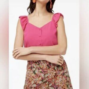 J. Crew Women's Size 00 Pink Ruffle Top Blouse